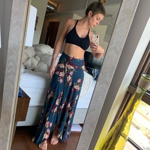 Long floral skirt with slit